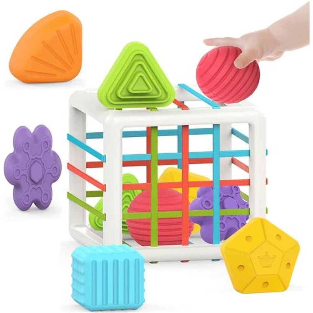Montessori Toys for 1 Year Old, 6 Pc Multi Sensory Shape, Toddler Development